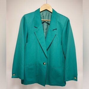 RAVENS West Germany Vintage 80s Wool Teal Women's Blazer Jacket size EU 36